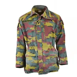 Belgian jigsaw camouflage field parka. The jacket features a zipper and snap fastener closure. Six pockets altogether:...