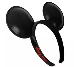 BRAND NEW WITH DISNEY PARKS TAGS ATTACHED ~ Disney Parks Mickey Mouse Signature Black Headband Ears Faux Leather. 100%...