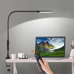 Long Flexible Gooseneck & Eye Protection : LED desk lamp with clamp 360° long adjustable flexible gooseneck allows you...