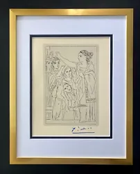 PABLO PICASSO. 1962 Engraving. This is a 1962 Print over Paper in Mint Condition. FACSIMILE SIGNED IN BLUE INK. This is...
