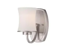 Hampton Bay Chaplinne Sconce with Frosted White Shade 1-Light 19405-HBU.