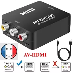 Convertisseur RCA vers HDMI convertit les signaux vidéo AV (CVBS) et FL / FR audio stéréo aux signaux numériques...