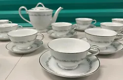 This is a nice noritake tea set as you can see. It comes with 12 teacups and saucers, a bowl and a teapot. All are in...