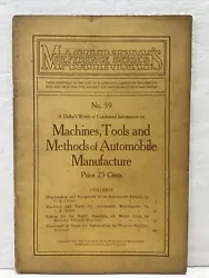 Antique 1910 Machinery Reference Series Tools Automobile Manufacturer Book Car. Condition is Used. Shipped with USPS...