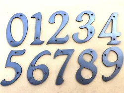 These numbers are 4 inches tall, 10ga thick raw steel. Leave them raw for a weathered patina, or paint them! Each...