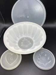 Vintage Tupperware Jel-N-Serve Jello Mold Lids/Seal 616,229,2 of 633, 631.