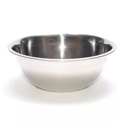 Mixing Bowl has seamless, one piece stainless steel construction. Mirror finish exterior.