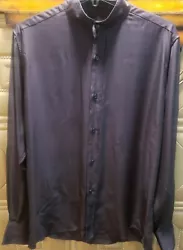 Up for sale is a beautiful rare new black gucci silk collarless button down mens shirt in size 41/16 large..