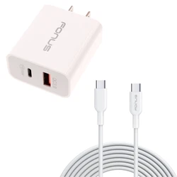 Output 22.5W Maximum if one USB is used. A 6ft long usb-a to usb-c cable is included. Ultra compact and lightweight....
