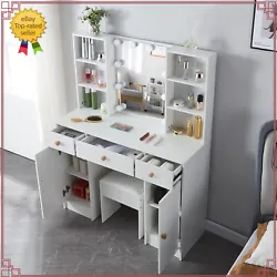 【STORAGE CABINET & DRAWER 】The vanity set contains 3 drawers, 4 shelves and two 2-layer cabinets. Also, the firm...