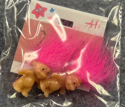 Vintage Russ Troll Doll Pierced Earrings Pink Hair.