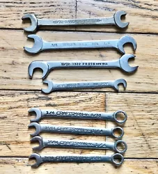 Mixed Lot of 8 Small Ignition Wrenches - Made in USA.  Craftsman, Barcalo, Walden, Proto.