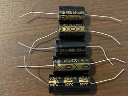 I have various values available, in any quantity you want. 450v axial electrolytic capacitors. 450v radial electrolytic...