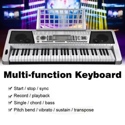 61-Key Professional Electronic Keyboard features 61 keys, 345 timbres, 128 rhythms, 40 demo songs, and 8 keyboard...