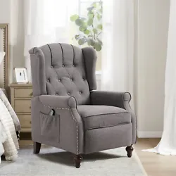 This Elizabeth Recliner is designed with distinctively classic wingback, wine red elegant gourd feet, tufted diamond...
