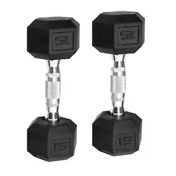 The coated hex dumbbells feature steel, diamond knurled handles with protective coating providing long-lasting...