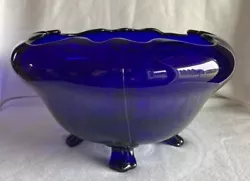 Cambridge Glass Royal Blue Footed Bowl. I believe this is from the 3400 line. The bowl has a beautful color and is in...