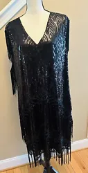 BABEYOND Womens Flapper Sequin V-Neck Dress Black Size 5xl. The dress its new good condition measure 28