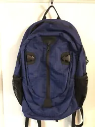 LL Bean Blue/Black Deluxe Backpack 0JUS6 W/Mesh Bottle Holders.