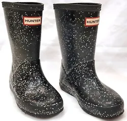 K FRST Classic Giant Glitter. Sparkly Hunter kids Wellington black glitter boots. Mid-calf rain boots constructed in a...