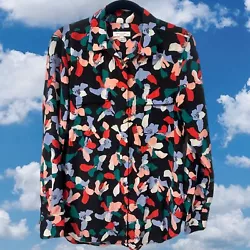 EQUIPMENT Femme 100% Silk Floral Print Top Size Medium Black Multi BlouseArmpit to armpit- 20”Length- 29”