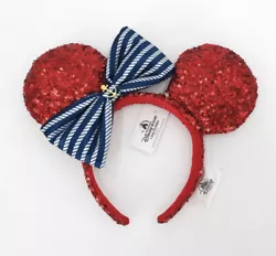 Minnie Mouse Anchor Cruise Line America Patriotic Sailor Red Ear Headband Disney.
