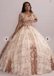 Rose Gold quinceanera dress ball gown. Size 22In excellent condition Only worn onceDesigner : Fifteen RosesBra sewn in