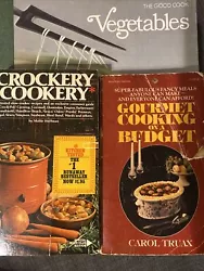 Vintage cook book lot 1970s Vegetables Gourmet On A Budget &Crock Pot.