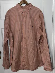 You are bidding on a Ralph Lauren Classic Fit long sleeve button down shirt, men’s size 18, 36/37. Cotton. Salmon...