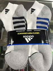 New 6 Pairs Adidas Mens Cushioned Low Cut Ankle Socks White 6-12. Condition is New with tags. Shipped with USPS Ground...