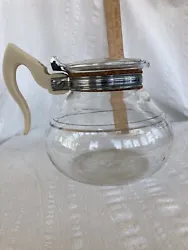 Vintage Glass Cory DRL Coffee Pot Carafe Flip Top Silver Tone Metal Lid 8 Cup.