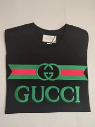 GUCCI /cotton/black/Embroidered Short sleeve T-shirt /Size: M  By USPS shipping 7-15 days arrival Payment We accept...