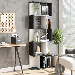 S Shaped 5-Tier Wood Bookcase. 1 x Bookcase. The storage rack has a 5-layer structure and a stylish S-style design,...