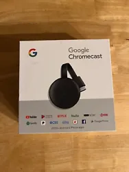 Opened but unused Google Chromecast. Never used. Comes with cord (not pictured)