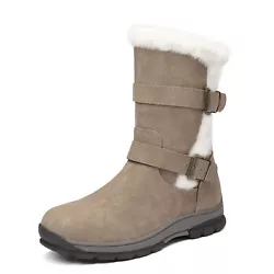 ♢ Mid Calf. Winter Boots--Shaped with soft PU leather upper, side zipper closure for easy on/off. Fashion Winter...