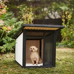 The pitch of the PVC roof ensures water and snow roll away from your dog. Both luxurious and modern, this doghouse...