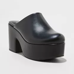 •Faux leather platform clog heels •Features memory foam insole •Approximately 3.5in wedge heel •Closed, round...