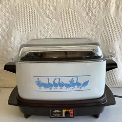 Vintage West Bend 4 QT Slow Cooker, Mini Grill, Casserole Dish / Lid - Geese. This is in good used condition. Be sure...