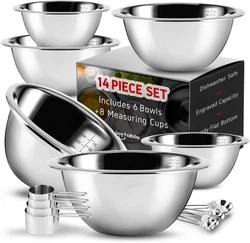 The brushed stainless steel finish is print and stain-resistant. Our useful mixing bowls set kitchen utensils combine...
