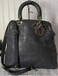 100% Authentic Christian Dior Granville Lambskin Gray Leather Tote Shoulder HandBag. • Model: Granville Bag. This...