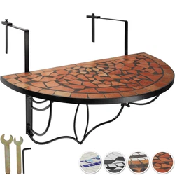 TECTAKE Table de Jardin, Table de Balcon Pliante Suspendue en Mosaïque 76 cm x 65 cm x 57,5 cm. • La construction...