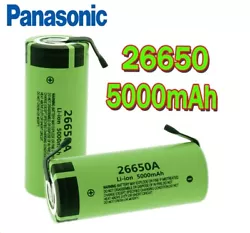Batterie rechargeable Li-ion efficace Panasonic Li.ion 3.7V 5000mAh 26650A  avec lamelle soudée sur les bornes pour...