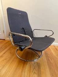 Vintage Mid Century Ekornes Stressless Chrome Chair Frame.  Auction is for frame only.  Chair is too large to ship,...