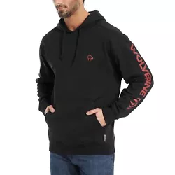 A ruggedly comfortable sweatshirt. Pullover hooded style featuring the Wolverine logo.