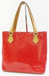 Authentic LOUIS VUITTON Houston Red Vernis Leather Tote Bag Purse. Vernis leather has discoloration, stain, spot, wear,...