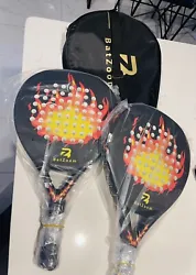 BatZoom Padel Tennis Racket, Powerful Carbon Pop Tennis Paddle Racquet 2 pckBag.