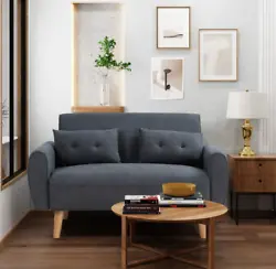 Type Loveseat. Great seating: The 47“ loveseat is crafted from strong wood and features a high-density spongy cushion...