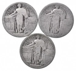 Lot of 3 - 1916 or 1917 Type 1 Reverse! Standing Liberty Quarter - Mystery 934. If you ever have a problem, we want to...