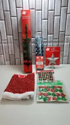 Brand New lot of Christmas Tree items  15 inch Green Table-Top Artificial Christmas Tree  3 different type of Ornaments...
