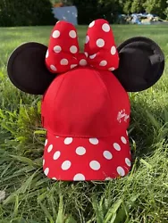 Disney Parks Exclusive Minnie Mouse Hat with Ears Bow Red Baseball Hat Youth.